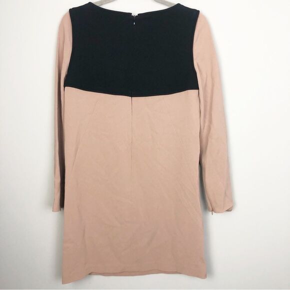 TIBI NEW YORK | Colorblock Long Sleeve Shift Dress Tan & Black Women’s Size 4 - Picture 5 of 11